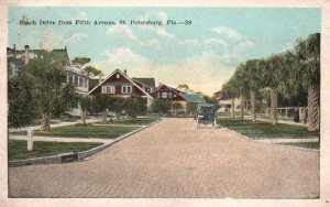 Vintage Postcard 1920's Beach Drive From 5Th Avenue Saint Petersburg Florida FL