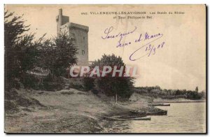 Villeneuve Avignon Old Postcard The edges of the Rhone and Philippe le Bel tower