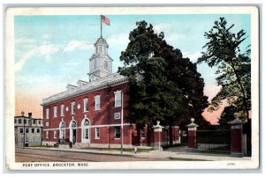 1931 Post Office Building Street View Brockton Massachusetts MA Vintage Postcard