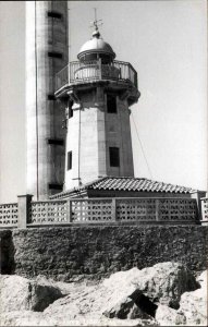 Castellon de la Plana Spain New Dique de Levante Lighthouse RPPC Postcard