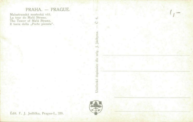 Czech Republic Praha Prague Malostranská mostecká vêz 02.80