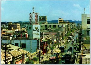 VINTAGE CONTINENTAL SIZE POSTCARD STREET SCENE IN NAHA CAPITAL OF OKINAWA 1980s