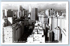 Sao Paulo Brazil Postcard Panorama of Central c1950's Vintage Posted