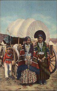 Navajo Indigenous American Women in Native Garb Linen Vintage Postcard