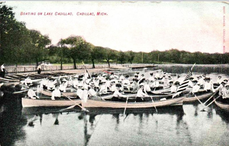 Cadillac, Michigan - Groups boating on the Cadillac River - c1908