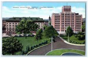 c1940 General Office Buildings Norfolk Western Railway Roanoke Virginia Postcard