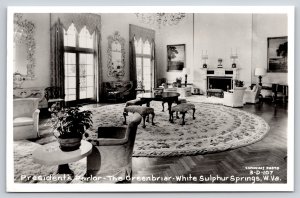 RPPC~White Sulphur Springs WV~Presidents Parlor @ Greenbrier~Real Photo Postcard