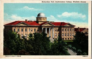 Richardson Hall, Southwestern College Winfield KS Vintage Postcard C17