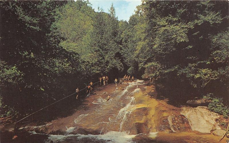 Pisgah National Forest North Carolina~Having Fun @ Sliding Rock~1960s Postcard