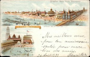 EARLY Coney Island New York NY Piers Ernst Rost 1897 Pioneer Postcard