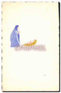 Old Postcard Fancy (drawing hand) Christ Virgin