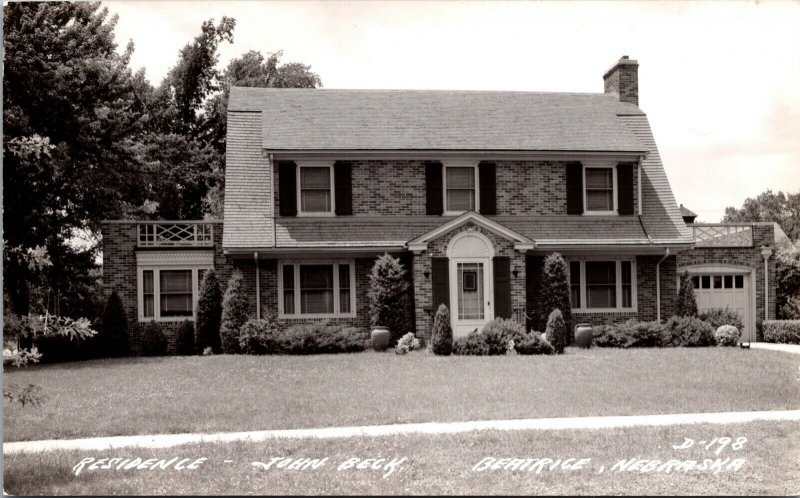 Real Photo Postcard Residence of John Beck in Beatrice, Nebraska~137989