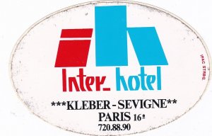 France Paris Inter Hotel Vintage Luggage Label sk3544