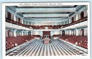 SPOKANE, Washington WA ~ Interior MASONIC TEMPLE AUDITORIUM c1920s-30s Postcard