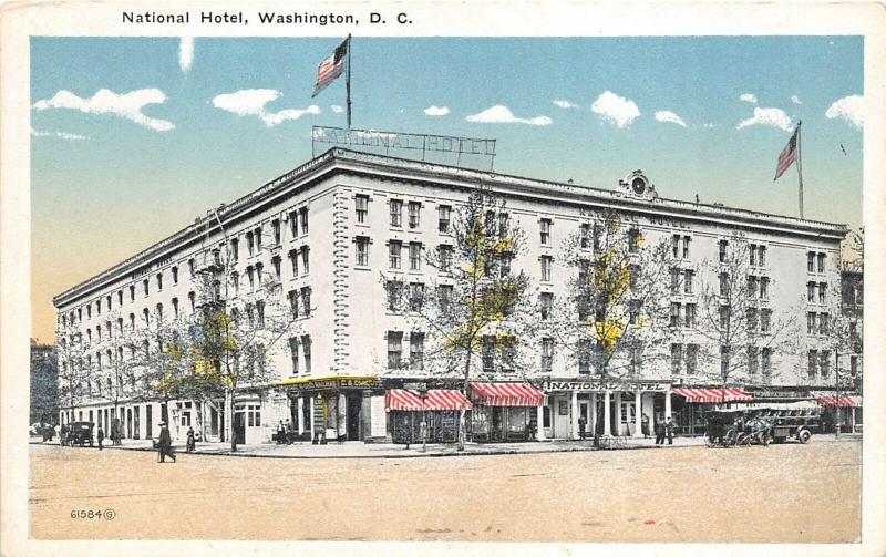 Washington DC 1920s Postcard National hotel on Pennsylvania Avenue