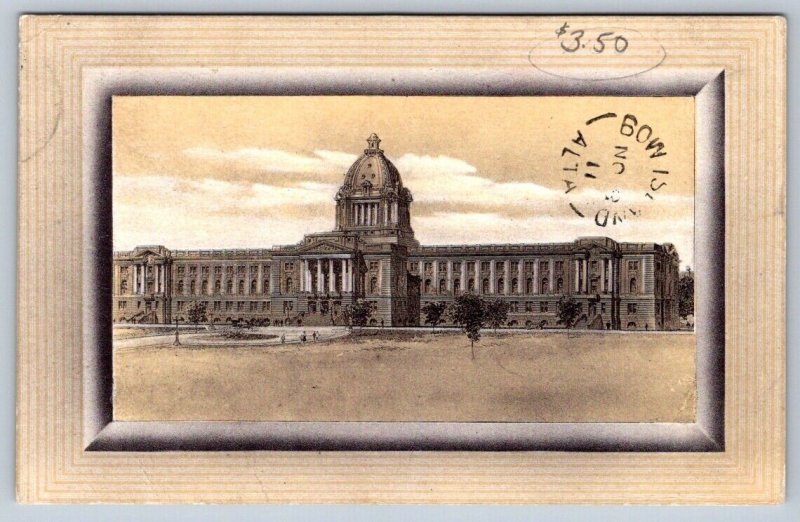 Parliament Buildings, Regina Saskatchewan Canada, Antique 1911 Postcard