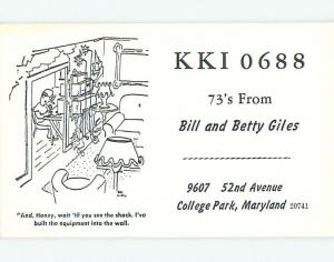 comic - QSL HAM RADIO CARD College Park Maryland MD t1336