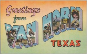 Postcard Large Letter Greetings Van Horn Texas