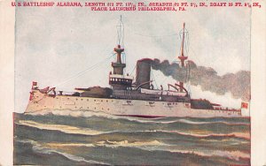 U.S. Battleship Alabama, Early Postcard, Undivided Back, Unused