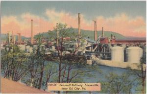 Pennsylvania Pa Postcard Linen OIL CITY Pennzoil Refinery ROUSEVILLE 