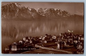 Switzerland Postcard Montreux on the shoreline of Lake Geneva c1920's RPPC Photo