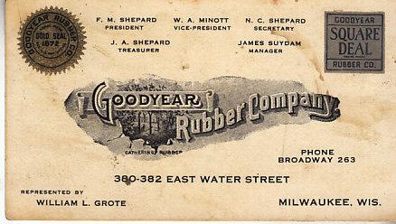 Goodyear Rubber Co. Oversized Business Card