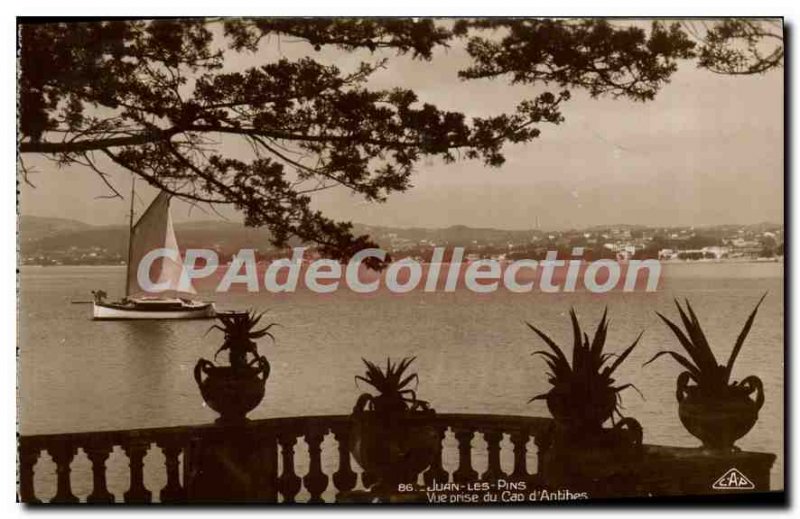 Old Postcard Juan Les Pins Vue Prize Du Cap D'Antibes