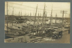 Tarpon Springs FLORIDA RPPC c1910 SPONGE FLEET Harbor Boats SHIPS nr Tampa