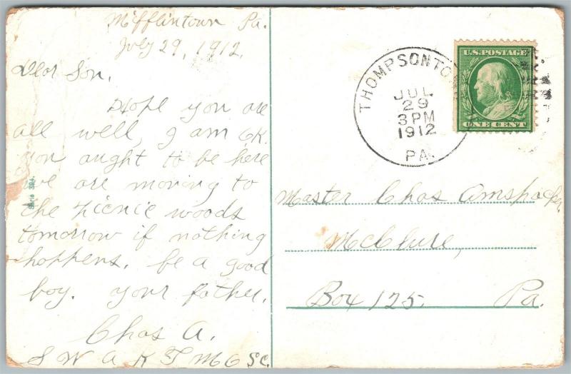 MULTIPLE BABIES GREENING THE TOWN 1912 ANTIQUE POSTCARD 