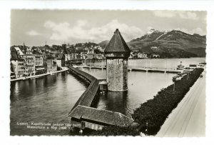 Switzerland - Luzern (Lucerne). Kapellbrucke, Water Tower RPPC  (curled)