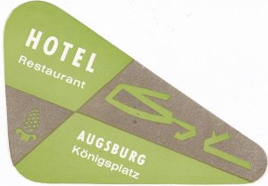 Germany Augsburg Hotel Restaurant Vintage Luggage Label sk3551