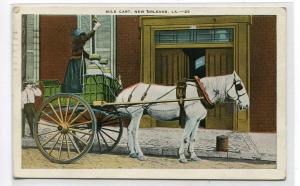 Milk Cart Maid Horse Wagon New Orleans Louisiana 1934 postcard