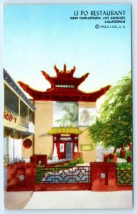 LOS ANGELES, California CA ~ Chinatown LI PO CHINESE RESTAURANT 1952 Postcard