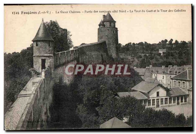 Old Postcard Fougeres Old Part of side walls Northern Watch Tower and the Tow...