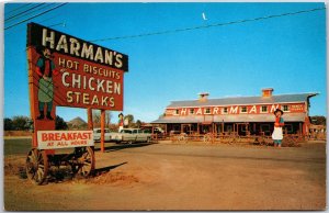 Tempe Arizona AZ, Harman Red Barn Restaurant, Ranch Chicken, Steaks, Postcard