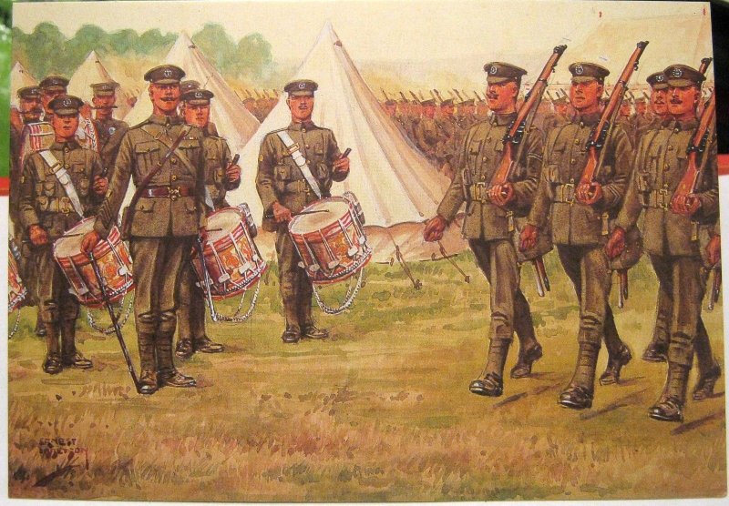 Postcard Military Essex Regiment Arrival in Camp - unposted