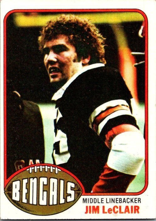 1976 Topps Football Card Jim LeClair Cincinnati Bengals sk4286