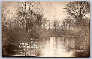 K45/ Union City Michigan RPPC Postcard c1910 One The Mill Race Boating 334