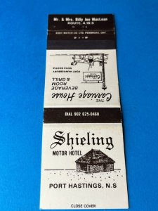 Matchbook Cover Shieling Motor Hotel Port Hastings Nova Scotia, Canada MB168