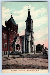 Rochester New York NY Postcard St. Joseph Church And Hall Exterior c1910 Antique