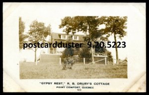 h5080- POINT COMFORT Quebec 1920s Gypsy Rest Drury's Cottage Real Photo ...