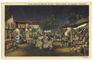 Street of Mexican Bazaars, Olvera Street, Los Angeles, California unused linen