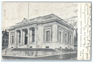 1908 Post Office Exterior Building Norwich Connecticut Vintage Antique Postcard