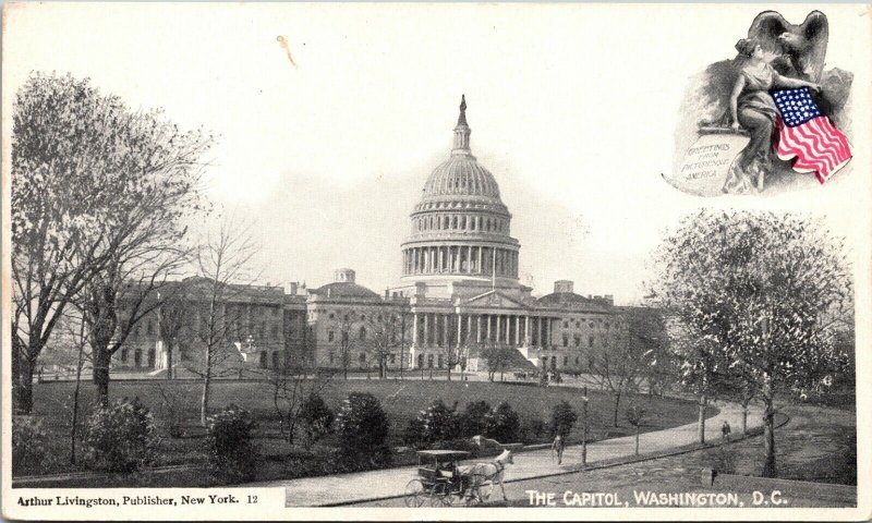 Greetings from America The Capitol Washington DC Postcard Arthur Livingston UND