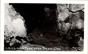 RPPC  BEND, OR Oregon   LAVE CAVES PARK   c1940s  Myrick  Postcard