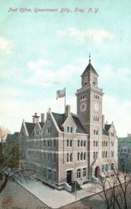 Vintage Postcard 1907 Post Office Government Building Troy New York NY