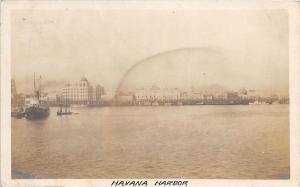 E48/ Foreign RPPC Postcard Caribbean c1920s Havana Cuba Harbor Ship Buildings