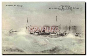 Postcard Old Ship SS France in heavy seas in the Gulf of Lions