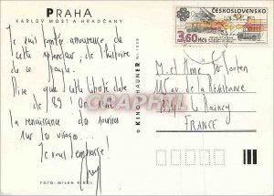 Postcard Modern Praha Karluv has Hradcany