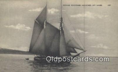 Fishing Schooner Anchored Off Shore Sailboat Unused 